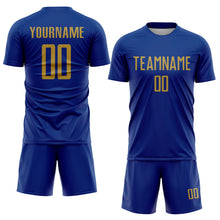 Load image into Gallery viewer, Custom Royal Old Gold Sublimation Soccer Uniform Jersey