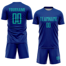 Load image into Gallery viewer, Custom Royal Aqua Sublimation Soccer Uniform Jersey