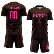 Load image into Gallery viewer, Custom Brown Pink Sublimation Soccer Uniform Jersey