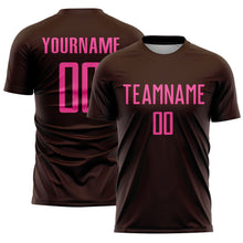 Load image into Gallery viewer, Custom Brown Pink Sublimation Soccer Uniform Jersey