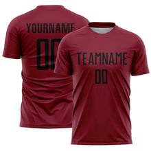 Load image into Gallery viewer, Custom Crimson Black Sublimation Soccer Uniform Jersey