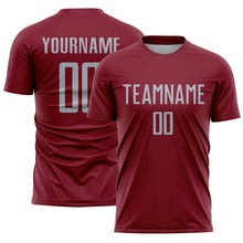 Load image into Gallery viewer, Custom Crimson Gray Sublimation Soccer Uniform Jersey