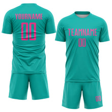 Load image into Gallery viewer, Custom Aqua Pink Sublimation Soccer Uniform Jersey