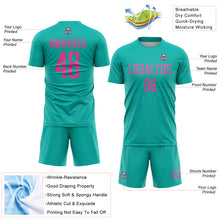 Load image into Gallery viewer, Custom Aqua Pink Sublimation Soccer Uniform Jersey