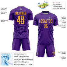 Load image into Gallery viewer, Custom Purple Gold Sublimation Soccer Uniform Jersey