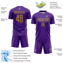 Load image into Gallery viewer, Custom Purple Old Gold Sublimation Soccer Uniform Jersey