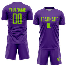 Load image into Gallery viewer, Custom Purple Neon Green Sublimation Soccer Uniform Jersey