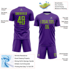 Load image into Gallery viewer, Custom Purple Neon Green Sublimation Soccer Uniform Jersey