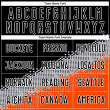 Load image into Gallery viewer, Custom Black Gray-Orange Gradient Geometric Shape Sublimation Soccer Uniform Jersey