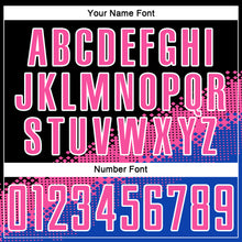 Load image into Gallery viewer, Custom Black Pink-Thunder Blue Gradient Geometric Shape Sublimation Soccer Uniform Jersey