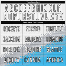 Load image into Gallery viewer, Custom White Gray Sky Blue-Black Gradient Geometric Shape Sublimation Soccer Uniform Jersey