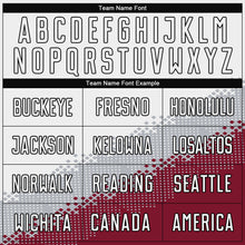 Load image into Gallery viewer, Custom White Gray Crimson-Black Gradient Geometric Shape Sublimation Soccer Uniform Jersey