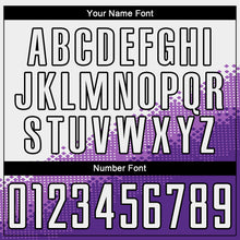 Load image into Gallery viewer, Custom White Medium Purple Purple-Black Gradient Geometric Shape Sublimation Soccer Uniform Jersey