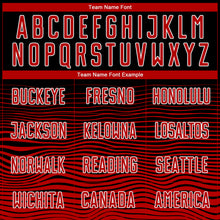 Load image into Gallery viewer, Custom Black Red-White Gradient Line Sublimation Soccer Uniform Jersey