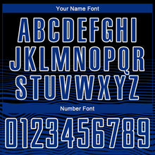 Load image into Gallery viewer, Custom Black Royal-White Gradient Line Sublimation Soccer Uniform Jersey