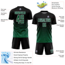 Load image into Gallery viewer, Custom Black Kelly Green-White Gradient Line Sublimation Soccer Uniform Jersey