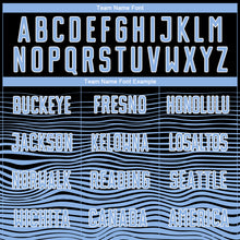 Load image into Gallery viewer, Custom Black Light Blue-White Gradient Line Sublimation Soccer Uniform Jersey