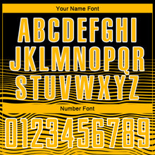 Load image into Gallery viewer, Custom Black Gold-White Gradient Line Sublimation Soccer Uniform Jersey