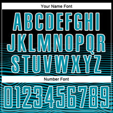 Load image into Gallery viewer, Custom Black Teal-White Gradient Line Sublimation Soccer Uniform Jersey