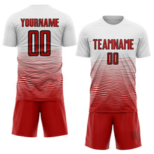 Load image into Gallery viewer, Custom White Red-Black Gradient Line Sublimation Soccer Uniform Jersey