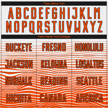 Load image into Gallery viewer, Custom White Orange-Black Gradient Line Sublimation Soccer Uniform Jersey