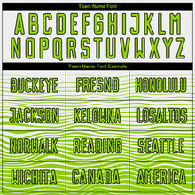 Load image into Gallery viewer, Custom White Neon Green-Black Gradient Line Sublimation Soccer Uniform Jersey