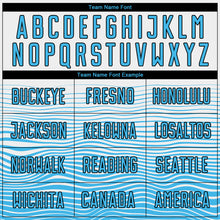 Load image into Gallery viewer, Custom White Sky Blue-Black Gradient Line Sublimation Soccer Uniform Jersey