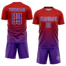 Load image into Gallery viewer, Custom Red Purple-White Gradient Line Sublimation Soccer Uniform Jersey