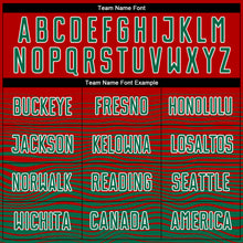 Load image into Gallery viewer, Custom Red Kelly Green-White Gradient Line Sublimation Soccer Uniform Jersey