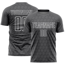Load image into Gallery viewer, Custom Steel Gray White Geometric Shape Sublimation Soccer Uniform Jersey
