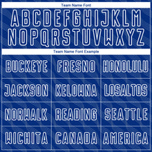 Load image into Gallery viewer, Custom Royal White Waves Shape Sublimation Soccer Uniform Jersey