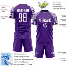 Load image into Gallery viewer, Custom Purple White Geometric Shape Sublimation Soccer Uniform Jersey