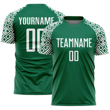 Load image into Gallery viewer, Custom Kelly Green White Geometric Shape Sublimation Soccer Uniform Jersey