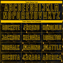 Load image into Gallery viewer, Custom Black Yellow Geometric Shape Sublimation Soccer Uniform Jersey