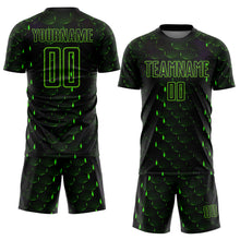 Load image into Gallery viewer, Custom Black Aurora Green Geometric Shape Sublimation Soccer Uniform Jersey