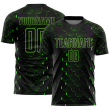 Load image into Gallery viewer, Custom Black Aurora Green Geometric Shape Sublimation Soccer Uniform Jersey