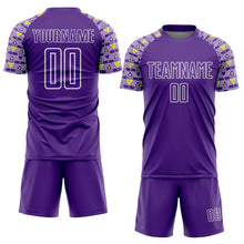 Load image into Gallery viewer, Custom Purple White Geometric Shape Sublimation Soccer Uniform Jersey