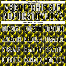 Load image into Gallery viewer, Custom Black Light Yellow-White Geometric Shape Sublimation Soccer Uniform Jersey