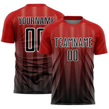 Load image into Gallery viewer, Custom Red Black-White Gradient Line Sublimation Soccer Uniform Jersey