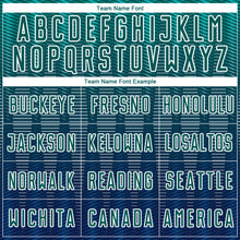 Load image into Gallery viewer, Custom Neon Green Navy-White Gradient Line Sublimation Soccer Uniform Jersey