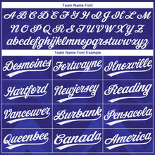 Load image into Gallery viewer, Custom Dark Purple White-Royal 3D Pattern Two-Button Unisex Softball Jersey