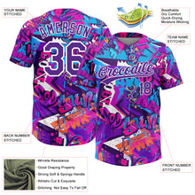 Load image into Gallery viewer, Custom Graffiti Pattern Purple-White 3D Bright Psychedelic Two-Button Unisex Softball Jersey