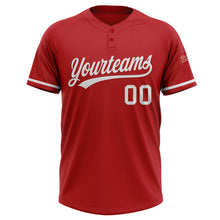 Load image into Gallery viewer, Custom Red White Two-Button Unisex Softball Jersey