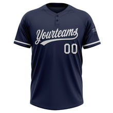 Load image into Gallery viewer, Custom Navy White Two-Button Unisex Softball Jersey