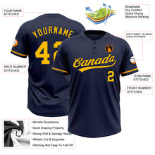 Load image into Gallery viewer, Custom Navy Gold Two-Button Unisex Softball Jersey