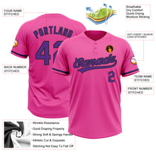 Load image into Gallery viewer, Custom Pink Purple-Black Two-Button Unisex Softball Jersey