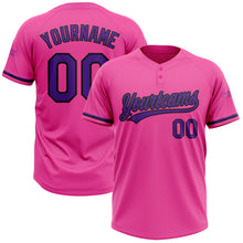 Load image into Gallery viewer, Custom Pink Purple-Black Two-Button Unisex Softball Jersey