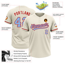 Load image into Gallery viewer, Custom Cream Light Blue-Red Two-Button Unisex Softball Jersey
