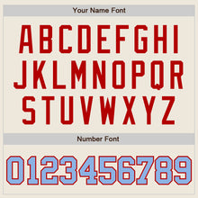 Load image into Gallery viewer, Custom Cream Light Blue-Red Two-Button Unisex Softball Jersey