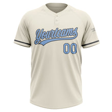 Load image into Gallery viewer, Custom Cream Light Blue-Steel Gray Two-Button Unisex Softball Jersey